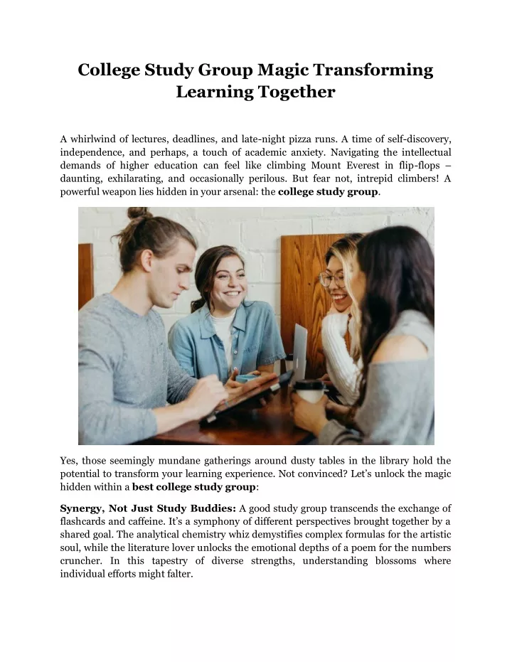 college study group magic transforming learning