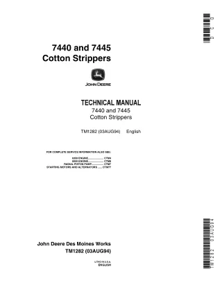 John Deere 7440 Cotton Strippers Service Repair Manual