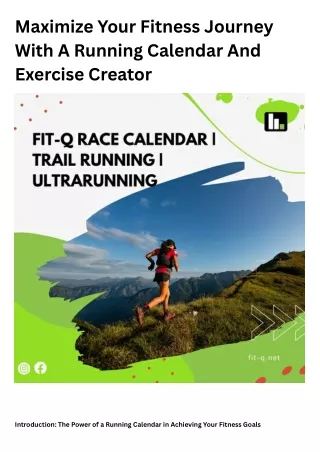 Maximize Your Fitness Journey With A Running Calendar And Exercise Creator