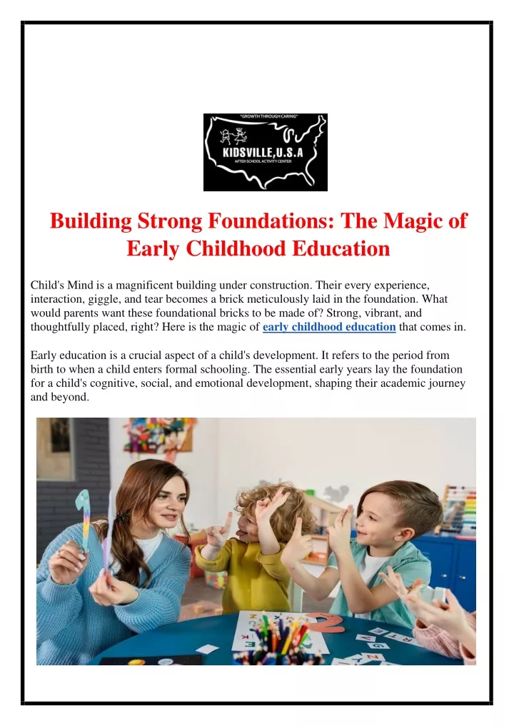 building strong foundations the magic of early