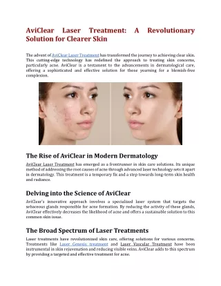 AviClear Laser Treatment A Revolutionary Solution for Clearer Skin