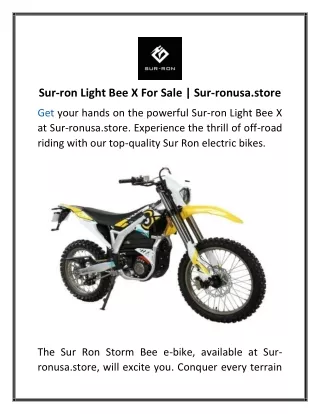 Sur-ron Light Bee X For Sale  Sur-ronusa.store
