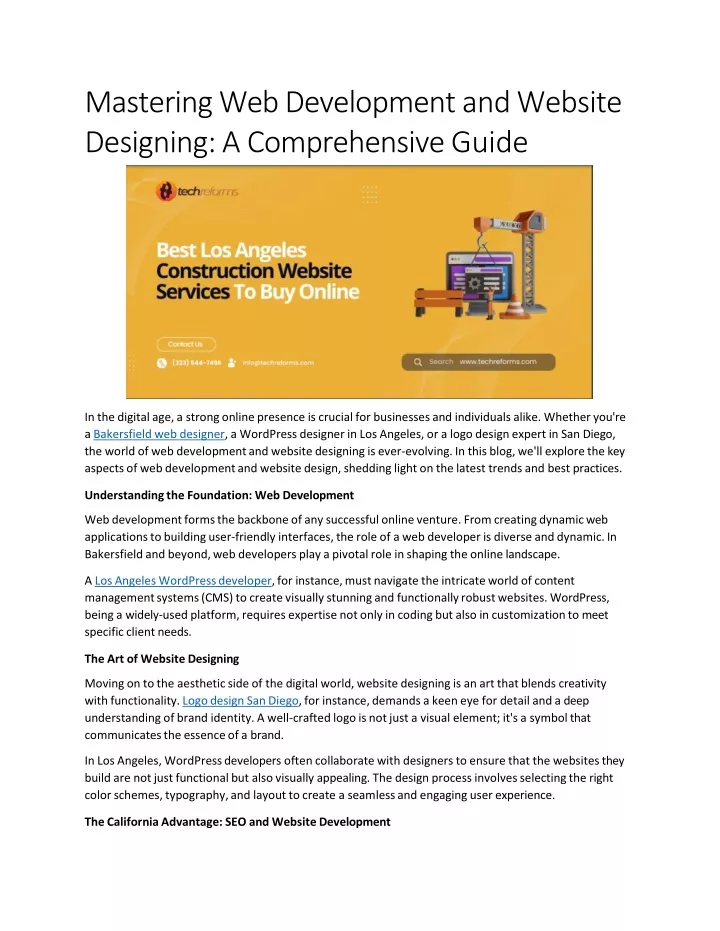 mastering web development and website designing a comprehensive guide