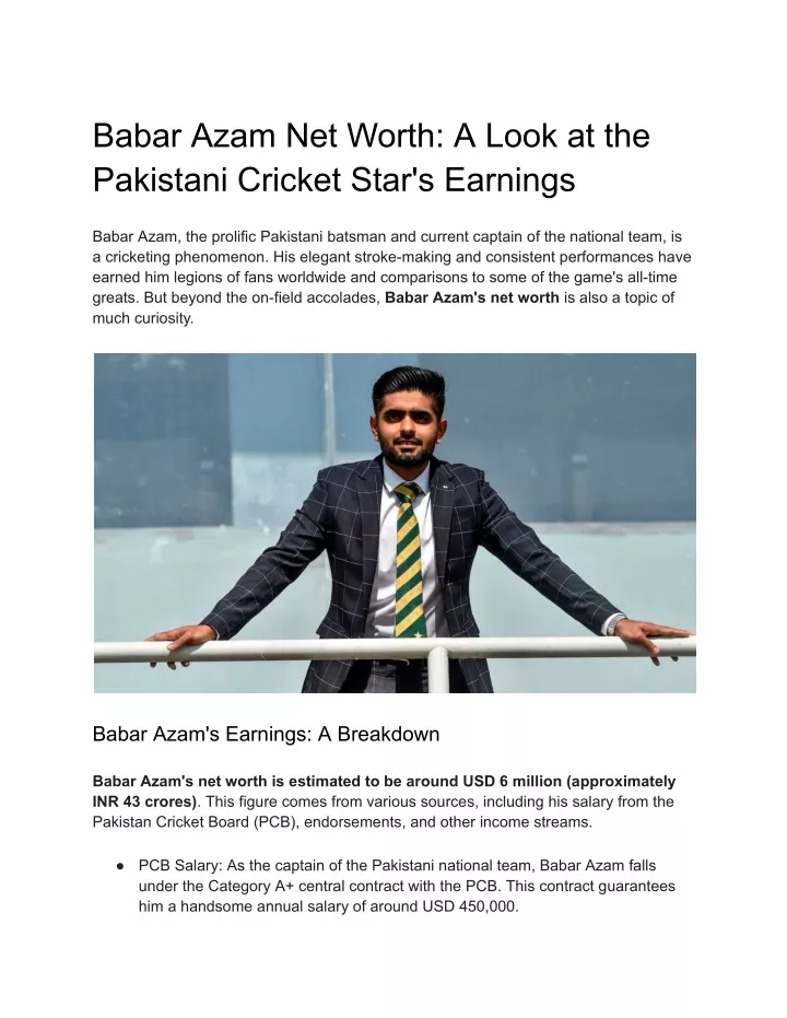 babar azam net worth a look at the pakistani