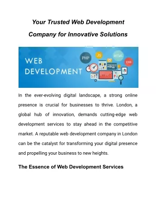 Your Trusted Web Development Company for Innovative Solutions