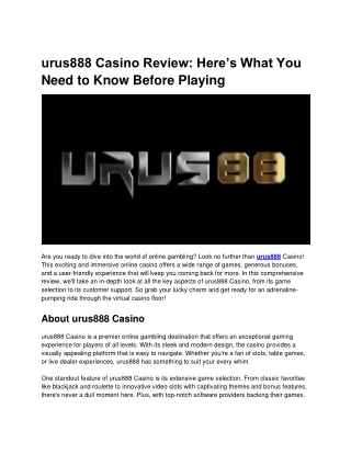 urus888 casino review here s what you need