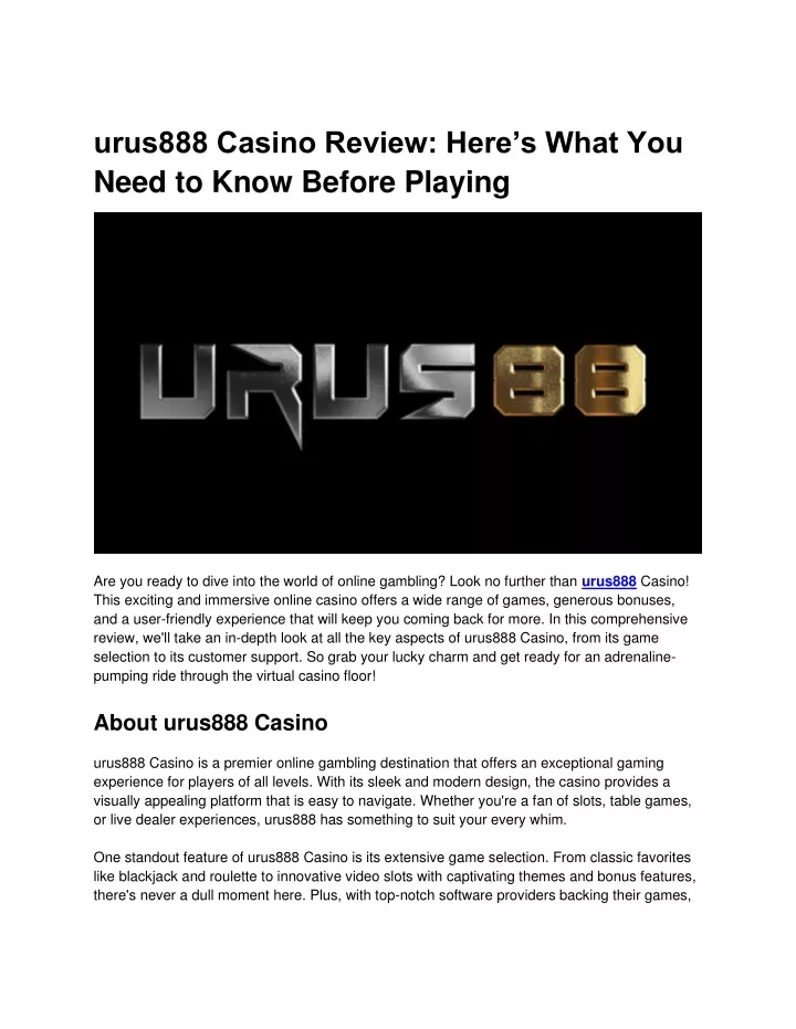 urus888 casino review here s what you need