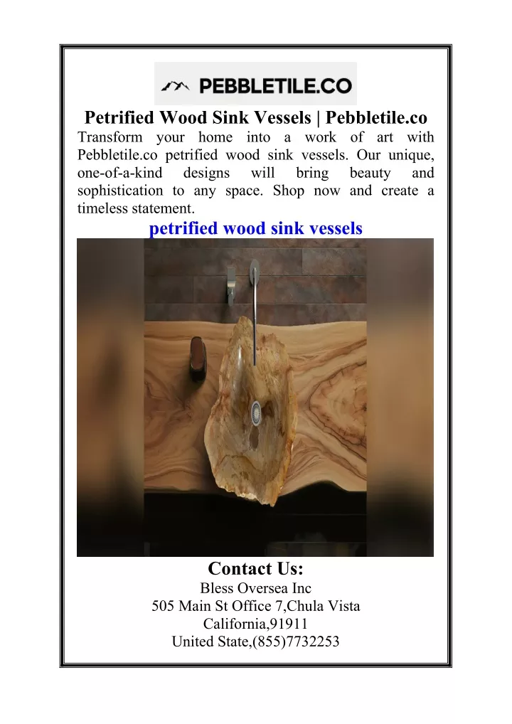petrified wood sink vessels pebbletile
