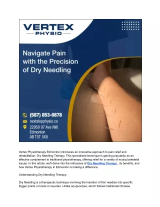 Dry Needling Therapy Edmonton _ IMS Therapy _ Vertex Physiotherapy Edmonton