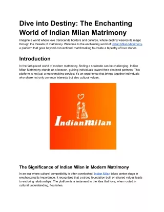 Dive into Destiny_ The Enchanting World of Indian Milan Matrimony