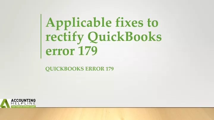 applicable fixes to rectify quickbooks error 179