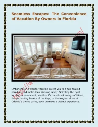 Seamless Escapes: The Convenience of Vacation By Owners in Florida