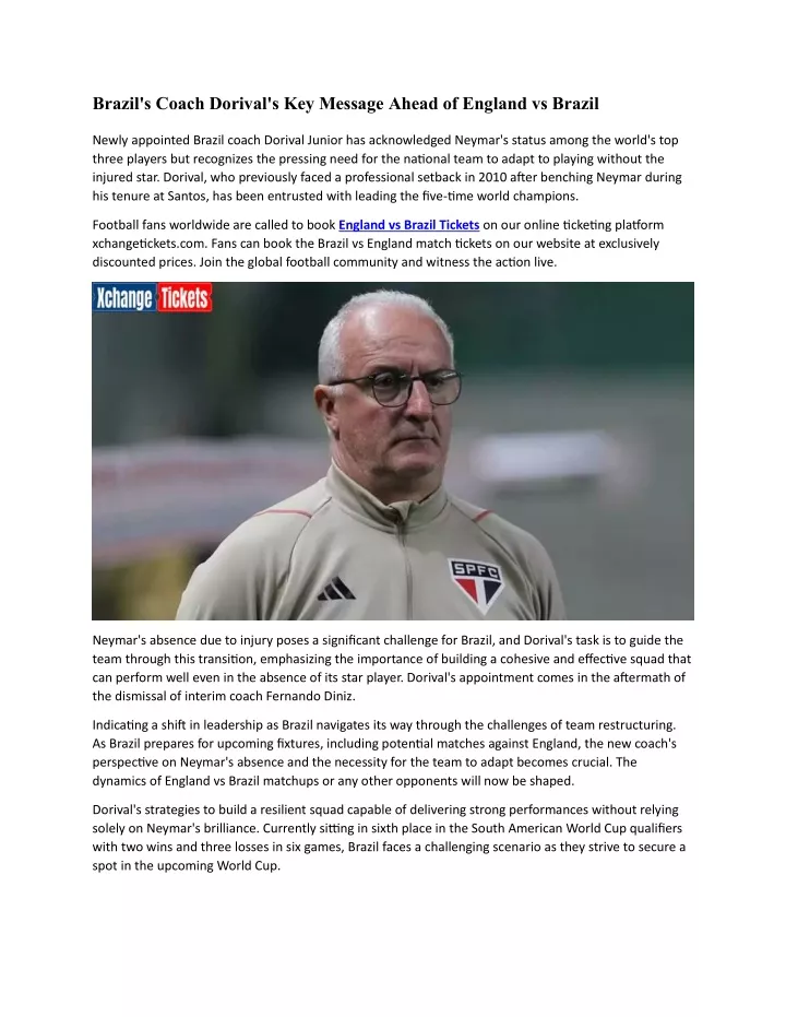 brazil s coach dorival s key message ahead