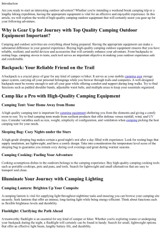 The Best 5 Tips When Buying camping equipment