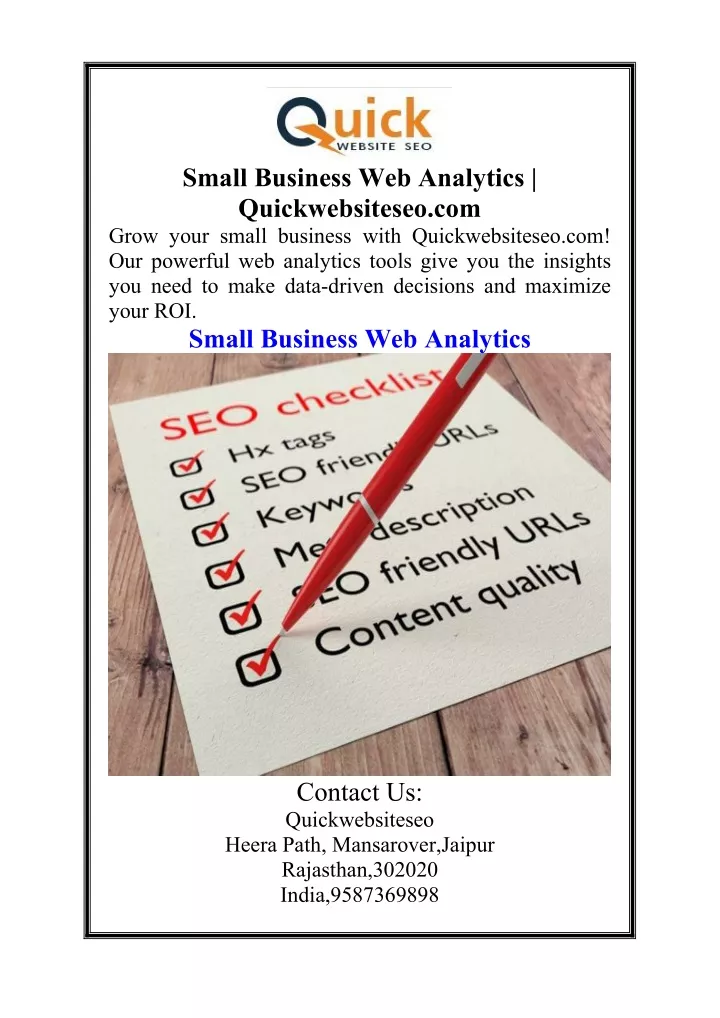 small business web analytics quickwebsiteseo