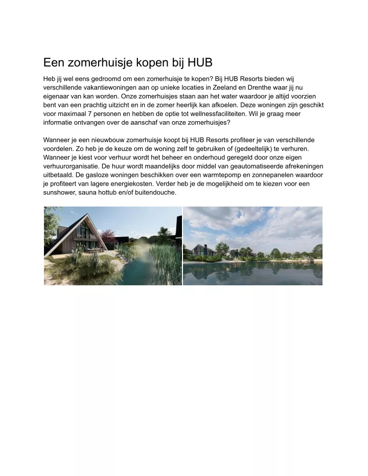 een zomerhuisje kopen bij hub