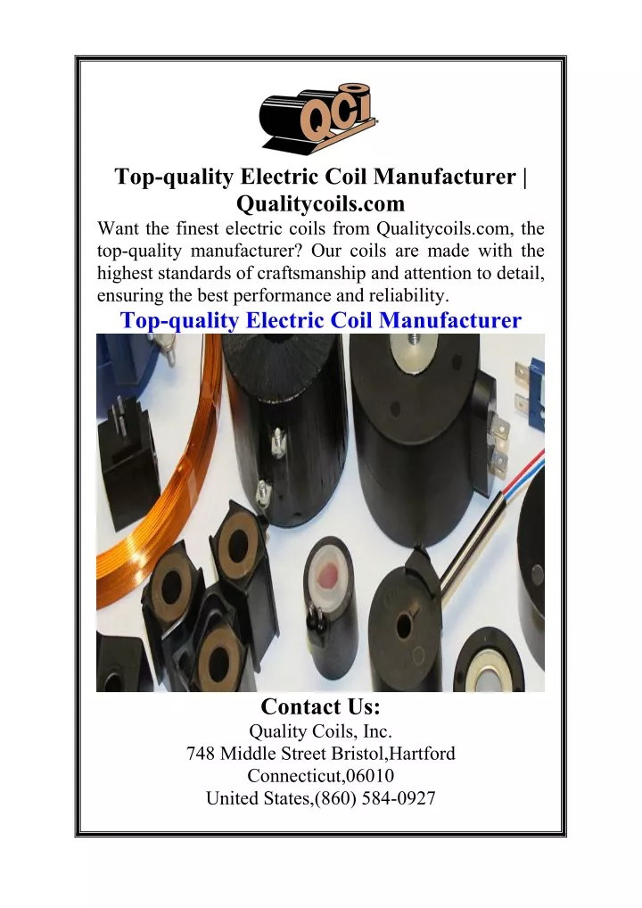 top quality electric coil manufacturer