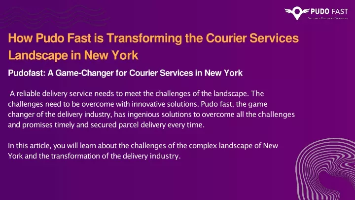 how pudo fast is transforming the courier services landscape in new york