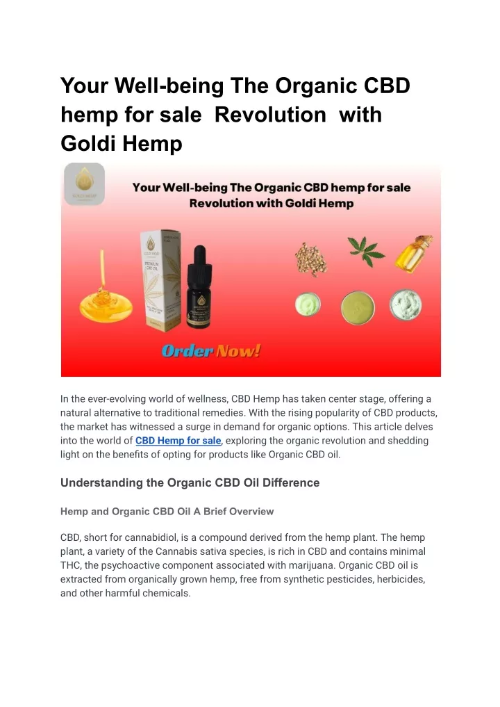 your well being the organic cbd hemp for sale