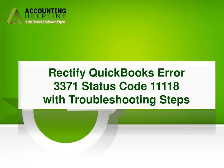 rectify quickbooks error 3371 status code 11118