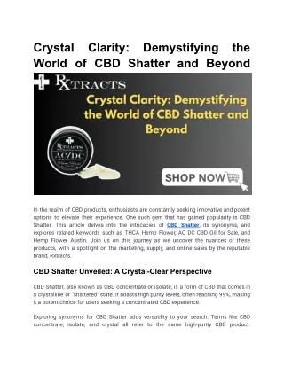 crystal world of cbd shatter and beyond