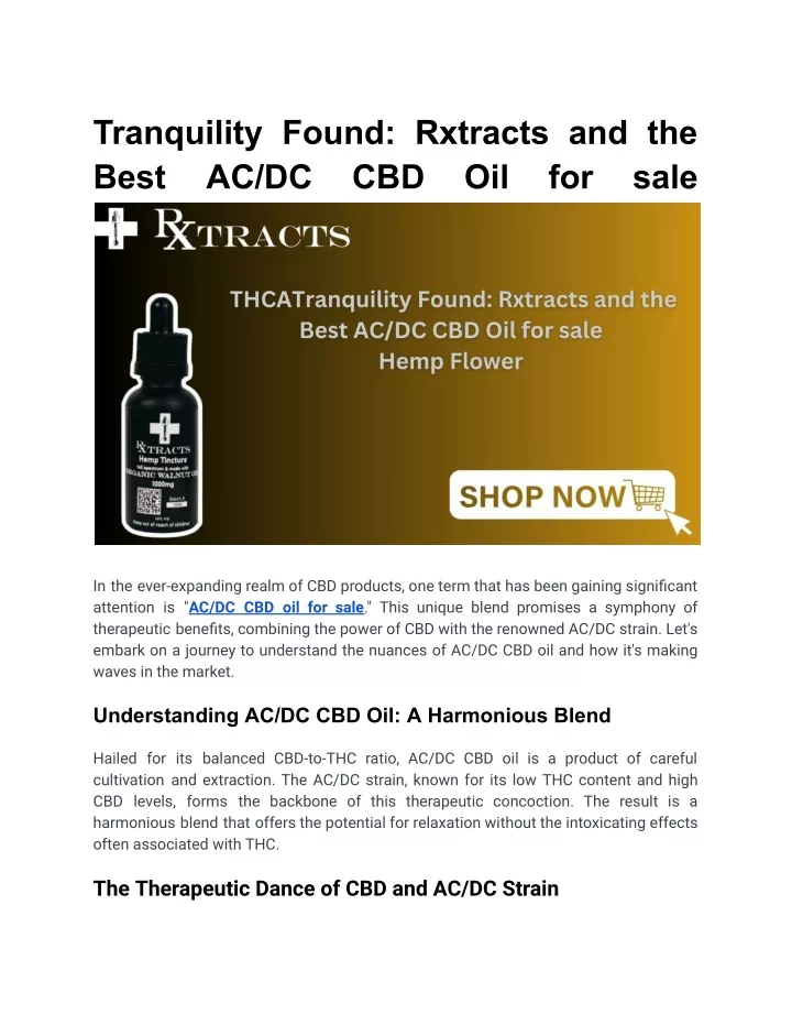 tranquility found rxtracts and the best ac dc cbd