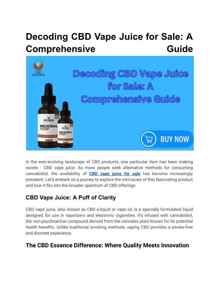 decoding cbd vape juice for sale a comprehensive
