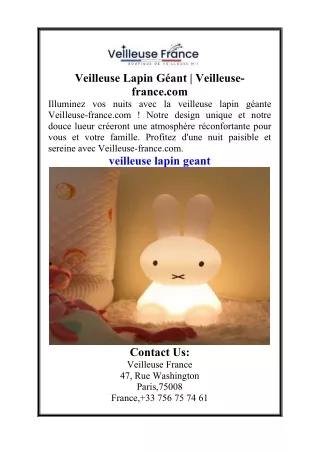 Veilleuse Lapin Géant  Veilleuse-france.com