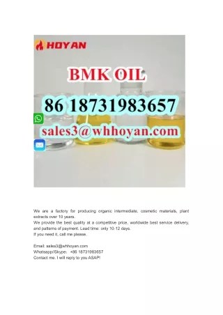 OIL BMK SUPPLIER CAS 20320-59-6 BMK oil Strong Effect Export to Europe