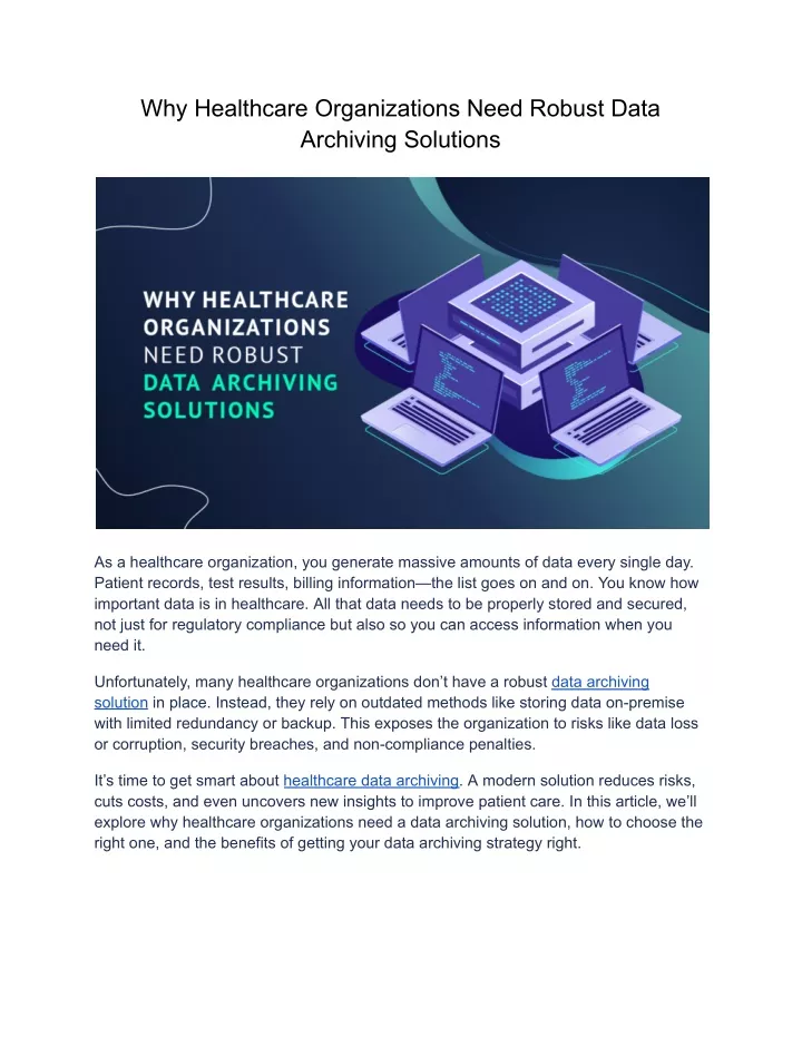 why healthcare organizations need robust data