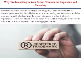 Why Trademarking is Your Secret Weapon for Expansion and Licensing