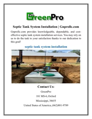 Septic Tank System Installation  Gnprollc