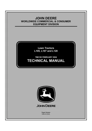 John Deere L105 Lawn Tractor Service Repair Manual (TM2185)