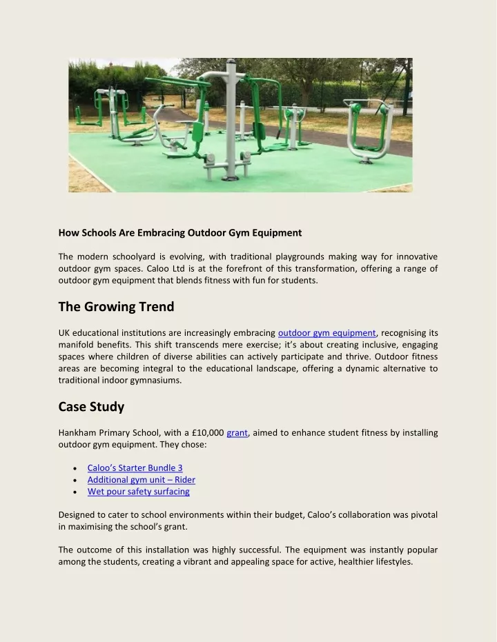 how schools are embracing outdoor gym equipment