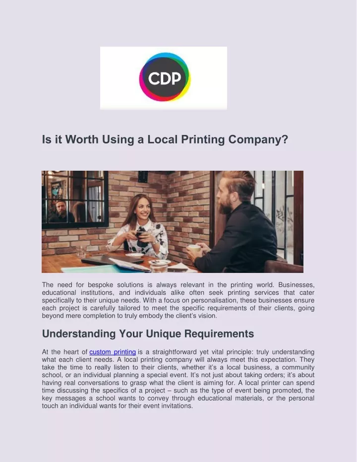 is it worth using a local printing company