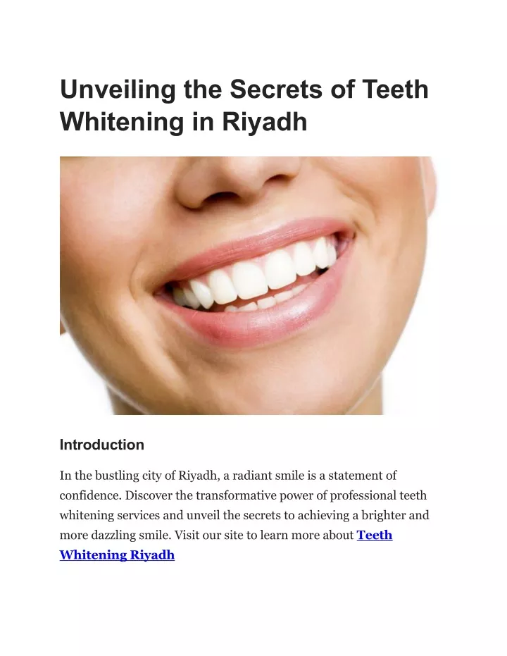 unveiling the secrets of teeth whitening in riyadh