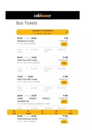 vadodara bus tickets