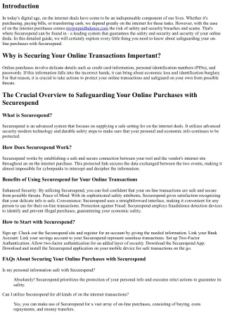 The Important Overview to Securing Your Online Purchases with Securespend