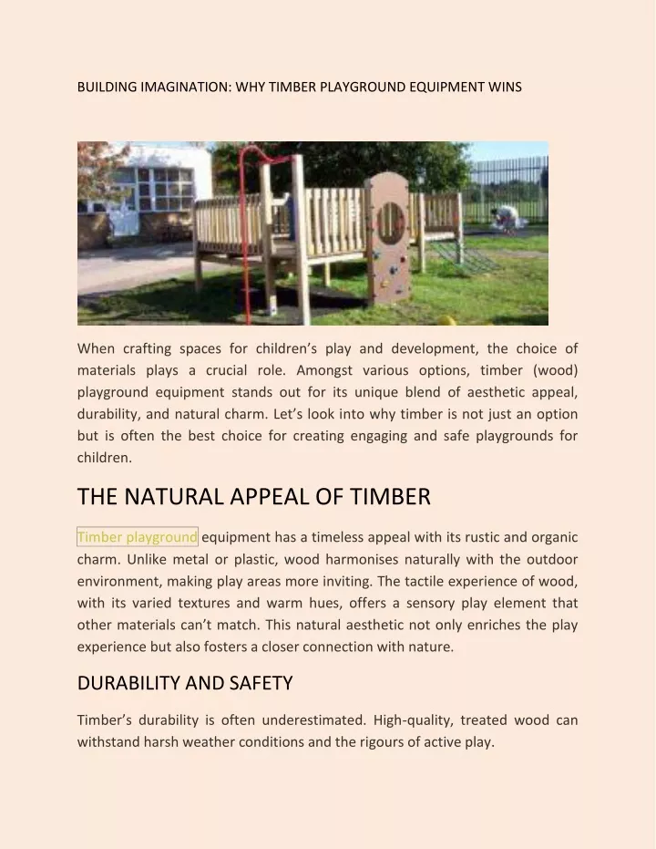 building imagination why timber playground