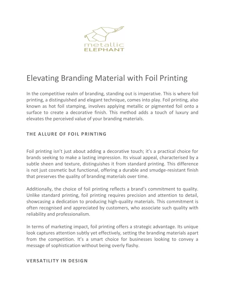 elevating branding material with foil printing