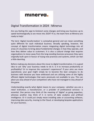 digital transformation in 2024 minerva