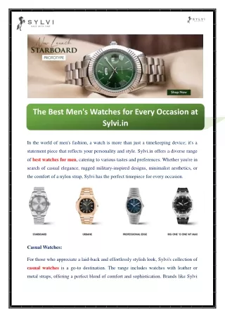 The Best Men's Watches for Every Occasion at Sylvi.in