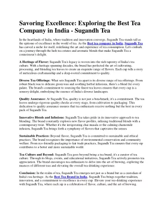 Best Tea Company in India - Sugandh Tea