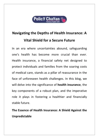 navigating the depths of health insurance a