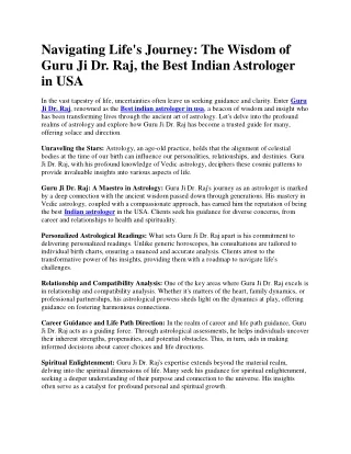 Best indian astrologer in usa - Guru Ji Dr. Raj