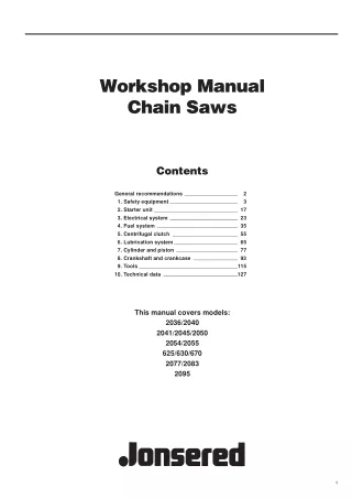Jonsered 2036 Chainsaw Service Repair Manual