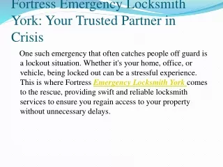 Emergency Locksmith York