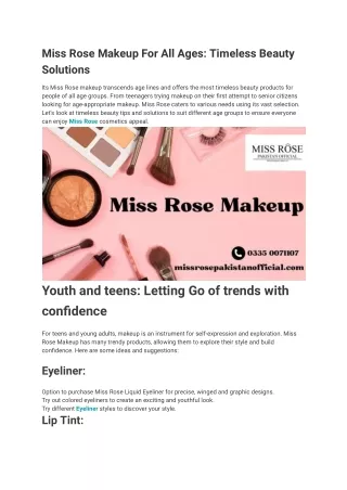 Miss Rose Makeup For All Ages_ Timeless Beauty Solutions