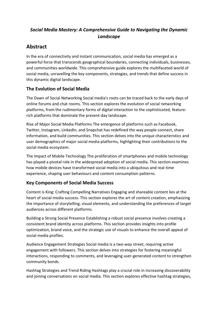 social media mastery a comprehensive guide
