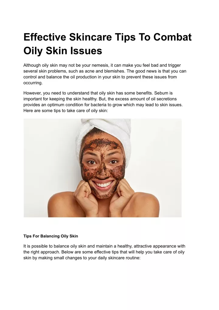 effective skincare tips to combat oily skin issues